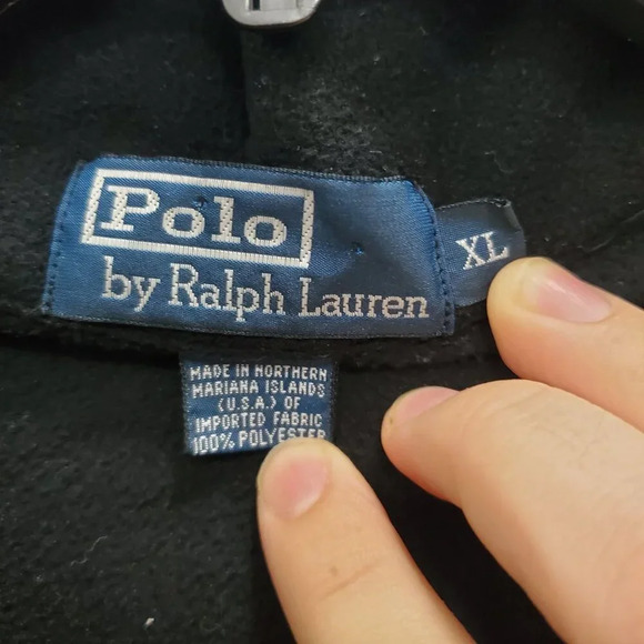 Polo by Ralph Lauren Mens Vintage Black Red Pony 1/4 Zip Neck Fleece Pullover XL - Picture 5 of 6